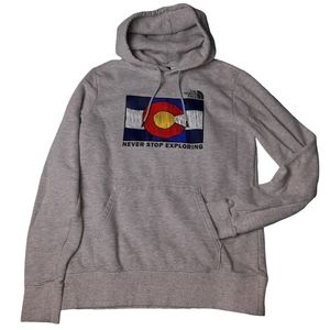 The North Face Never Stop Exploring Graphic Hoodie Pullover Gray SZ S